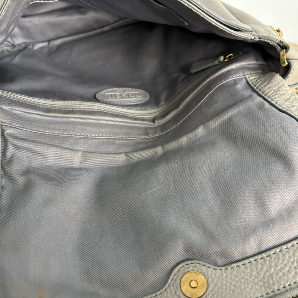 Fossil Preston Pale Gray Pebbled  Leather Crossbody Bag - Picture 7 of 8